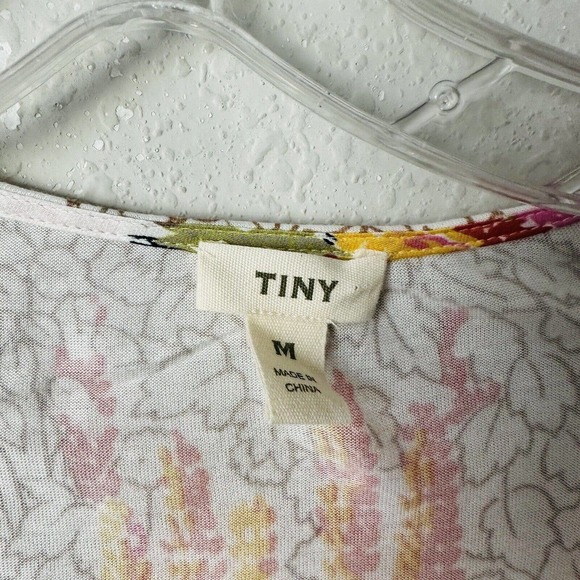 Tiny Floral Faux Wrap Long Sleeve Cinch Waist Blouse Sz M - Picture 4 of 5